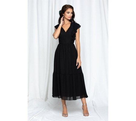 Rochie Dy Fashion Jessica neagra cu volan la baza