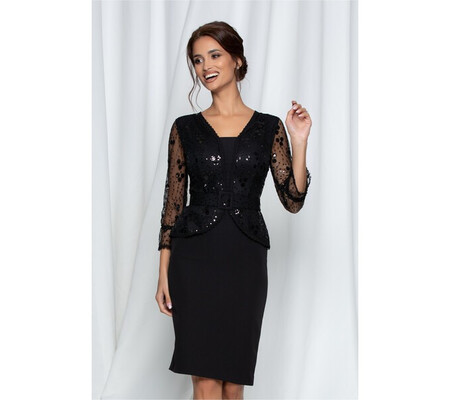 Rochie Edith neagra cu paiete la bust