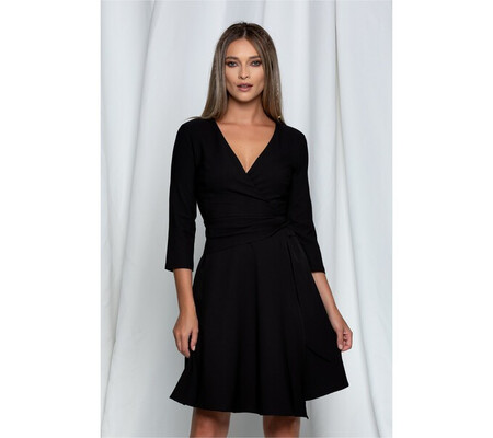 Rochie Ellen neagra petrecuta cu aplicatie in talie