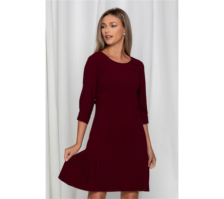 Rochie Gilly bordo cu design plisat la baza