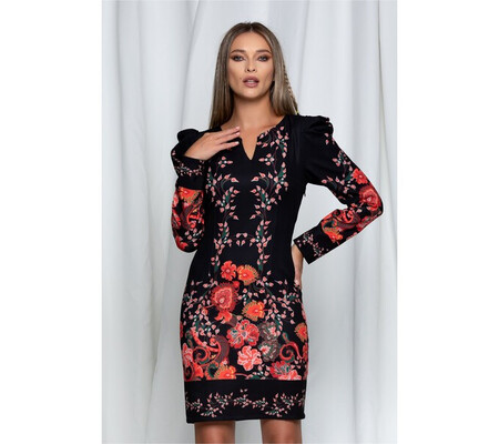 Rochie Gyana neagra cu imprimeu floral