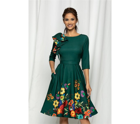 Rochie MBG verde cu imprimeu floral