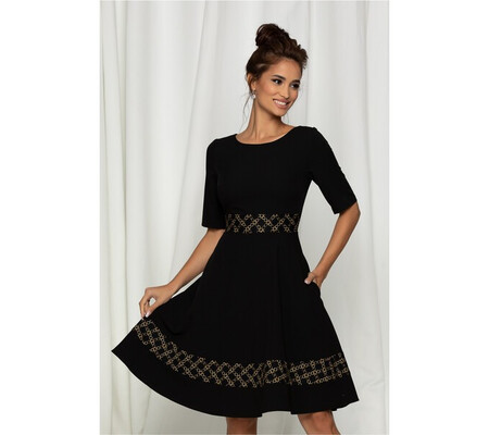 Rochie Mirena neagra cu benzi chains