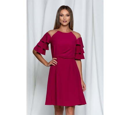 Rochie Moze fucsia cu volane pe maneci