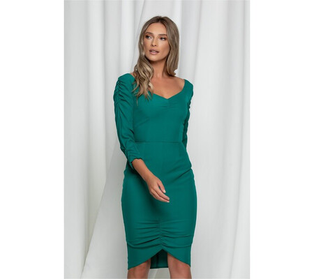 Rochie Moze verde cu fronseuri