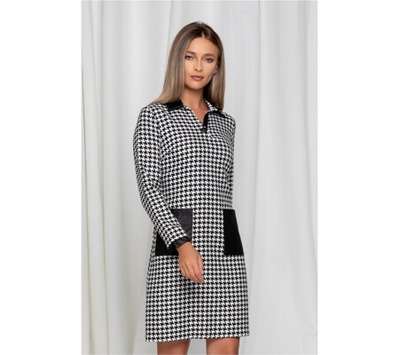 Rochie Nadia office cu imprimeu picior de cocos