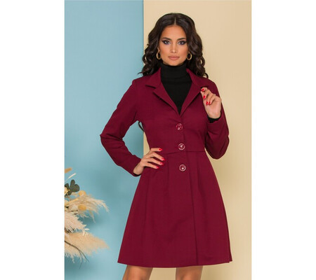 Trench Ella Collection Kira bordo cu pliuri pe talie