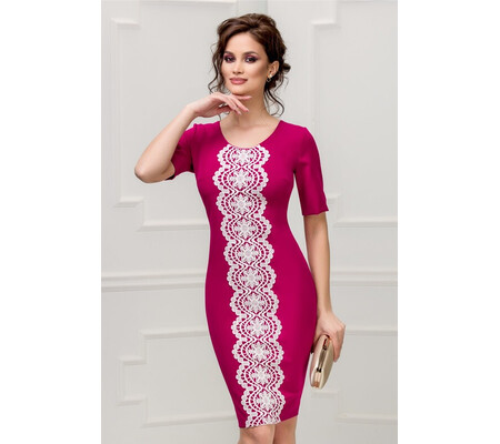 Rochie Alana fucsia de ocazie cu broderie