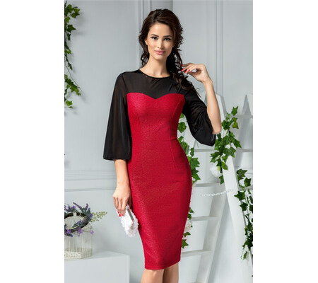 Rochie Bernice rosie midi de ocazie