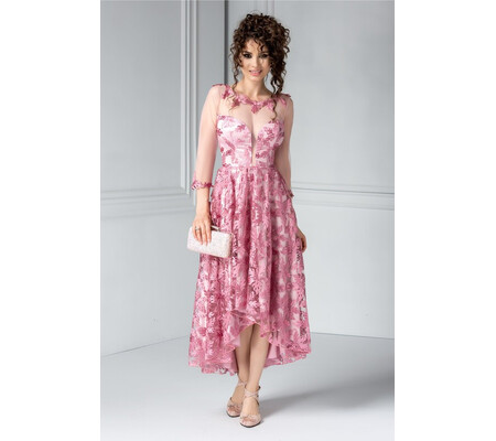 Rochie Leonard Collection Kyra lila din broderie de lux