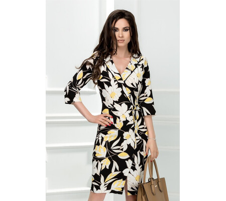 Rochie Leonard Collection Lilies cu imprimeuri albe