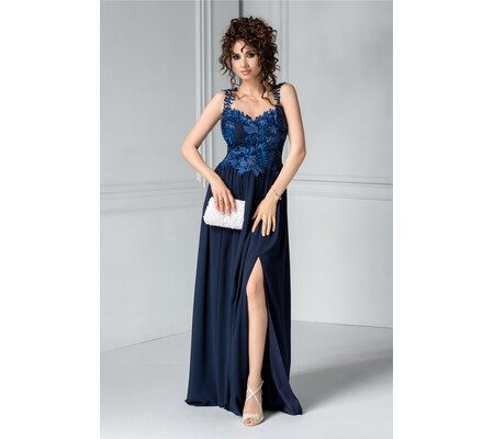 Rochie Leonard Collection lunga bleumarin de seara