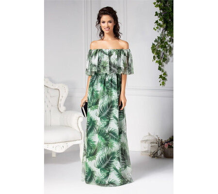 Rochie Leonard Collection lunga vaporoasa cu imprimeu tropical