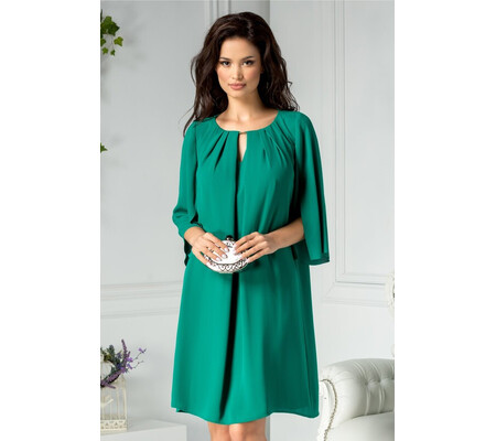 Rochie Leonard Collection verde lejera cu pliuri la bust