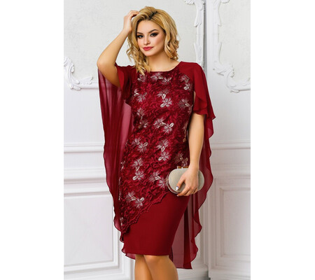 Rochie Marta bordo de ocazie cu broderie eleganta