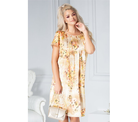 Rochie Patty vaporoasa crem cu imprimeu floral