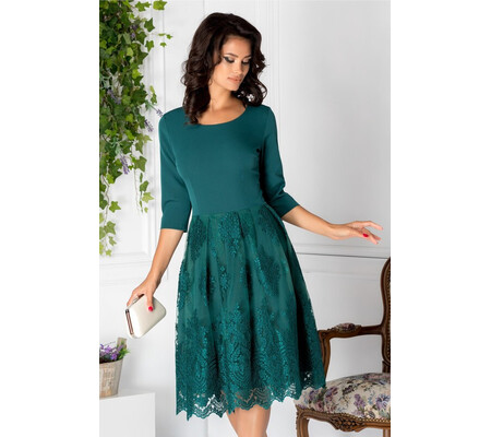 Rochie Talida verde midi cu broderie