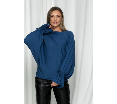 Bluza Betty albastra lejera cu maneci clopot