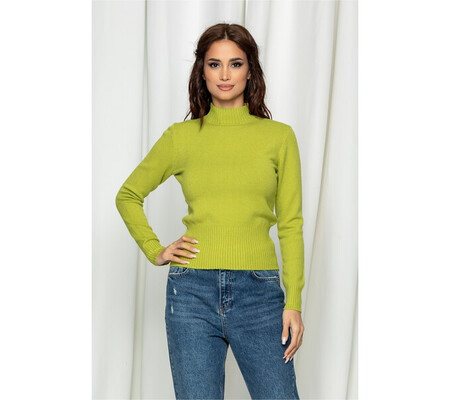 Bluza Bia verde lime din tricot cu guler