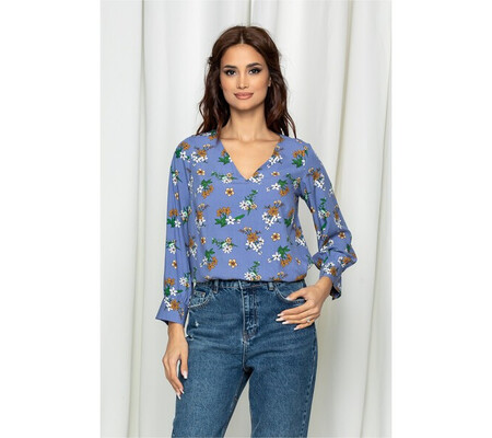 Bluza Dy Fashion bleu cu imprimeu floral