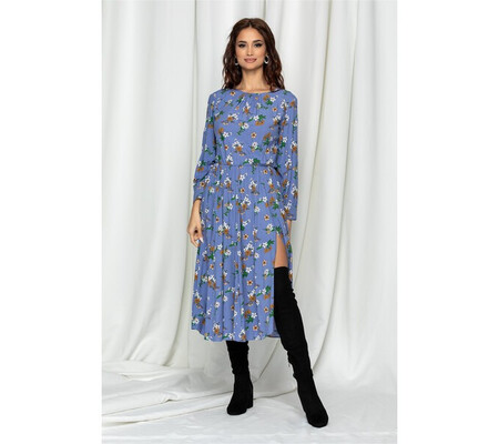 Rochie Dy Fashion bleu cu imprimeu floral