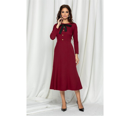 Rochie DY Fashion bordo cu funda la decolteu