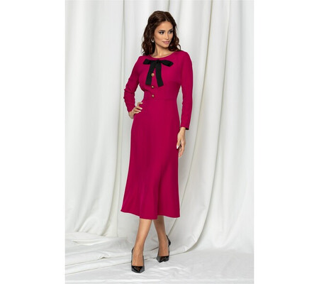 Rochie DY Fashion fucsia cu funda la decolteu