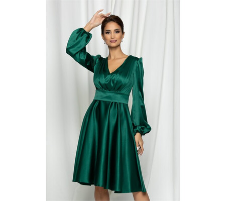 Rochie Ella Collection Aria verde cu centura in talie