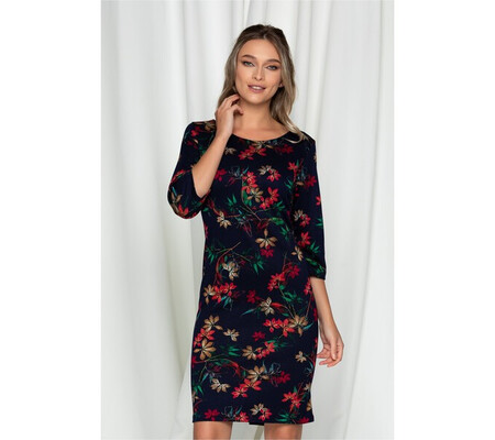 Rochie Ina bleumarin cu imprimeu floral