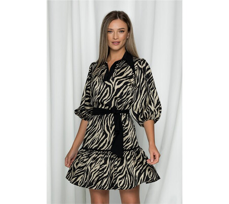 Rochie LaDonna zebra cu volanas la baza