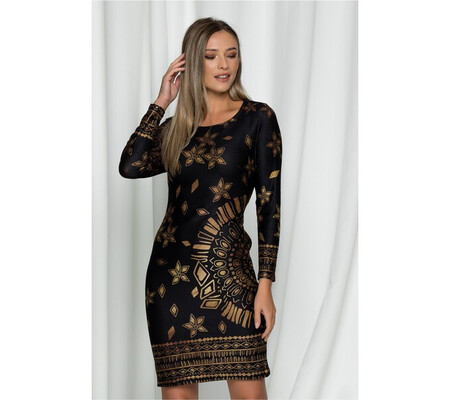 Rochie Mara neagra cu imprimeu maro