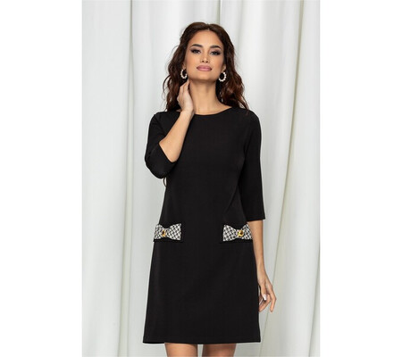 Rochie MBG neagra cu funde la buzunare