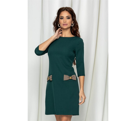 Rochie MBG verde cu funde la buzunare