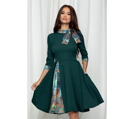 Rochie MBG verde cu imprimeu colorat