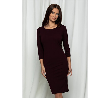 Rochie Mia bordo cu accesoriu in talie
