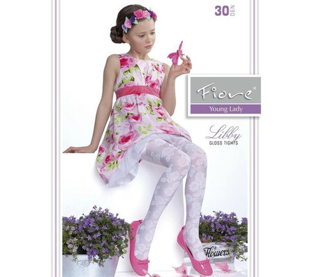 Ciorapi fete satinati cu model Fiore Libby 30 den