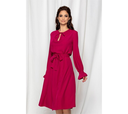 Rochie Dy Fashion magenta cu cordon in talie