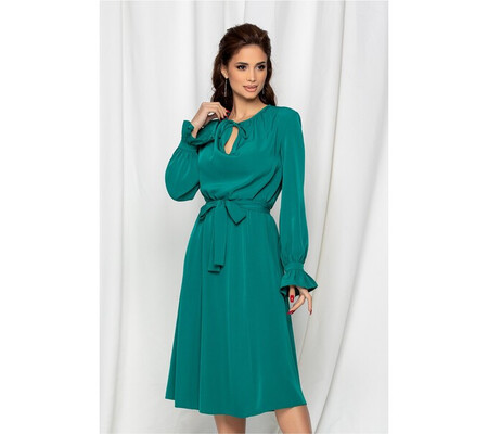 Rochie Dy Fashion verde cu cordon in talie