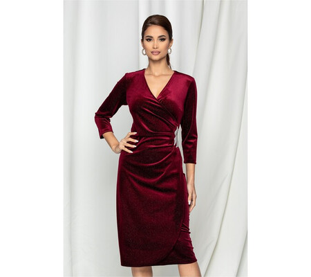 Rochie Ella Collection Felicia bordo cu aplicatie tip coronita