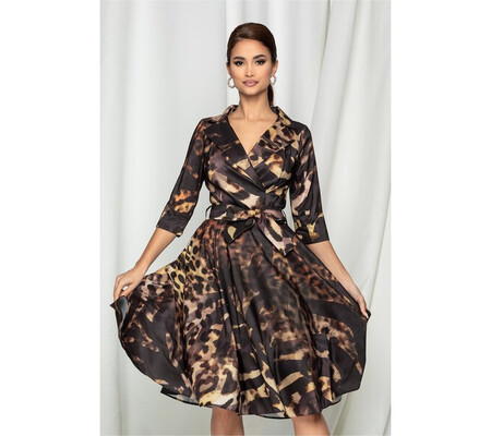 Rochie Kira animal print clos cu decolteu petrecut