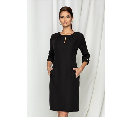 Rochie Marisa neagra cu nasturi pe spate