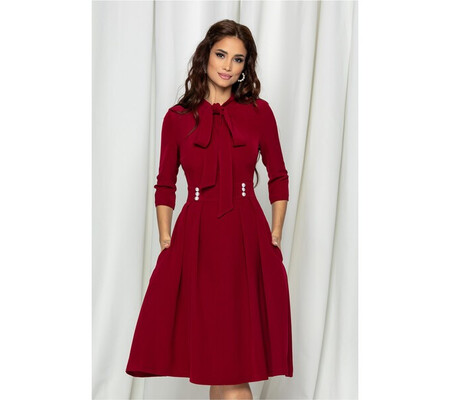 Rochie MBG bordo cu funda la guler