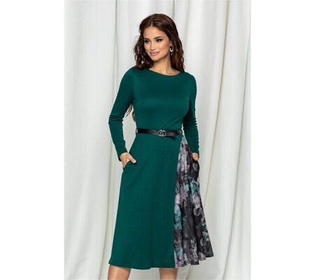 Rochie MBG verde cu imprimeu pe fusta