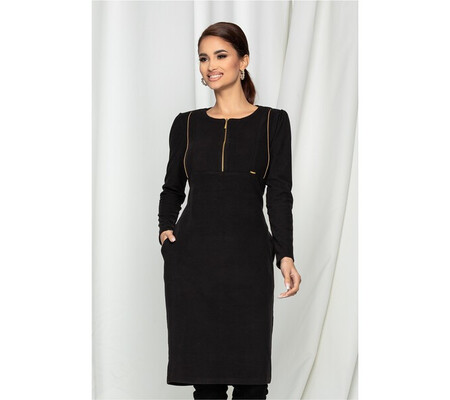 Rochie Moze neagra cu fermoar pe bust