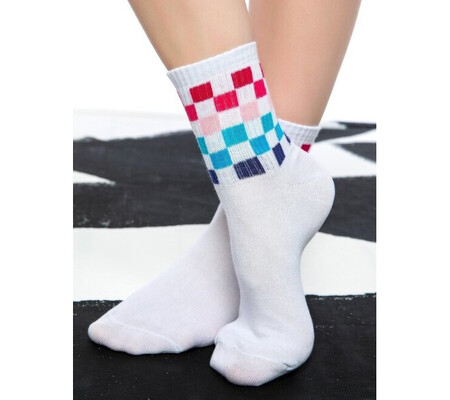 Sosete albe cu manseta colorata Socks Concept SC-1747