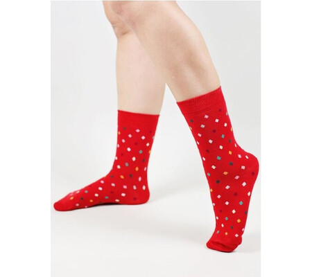 Sosete cu picatele colorate The Happy Toe Small Dots Red