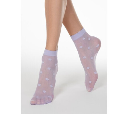 Sosete lycra violet cu buline Conte Elegant Big Dots 20 den