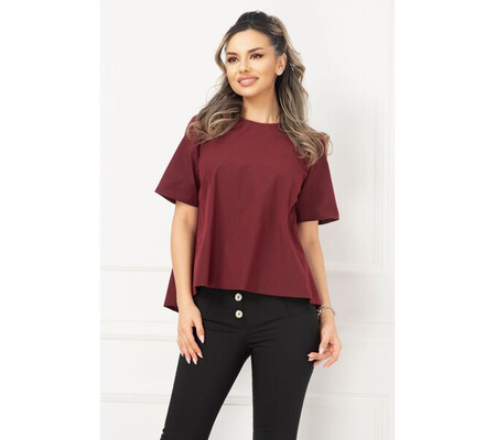 Bluza bordo lejera cu spate tip fluture si maneca scurta