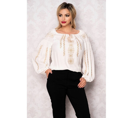 Bluza Effect ivoire tip ie cu broderie aurie