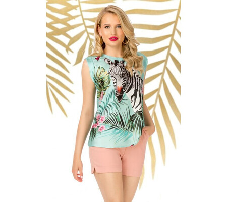 Bluza Pretty Girl mint din satin cu imprimeu zebra